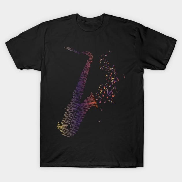 Creative Saxophone T-Shirt by WIZECROW